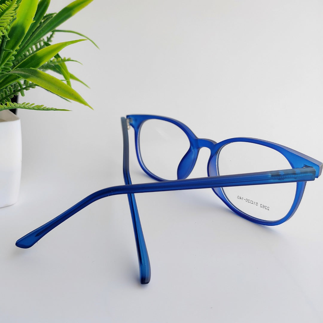 Square matt blue full rim frame