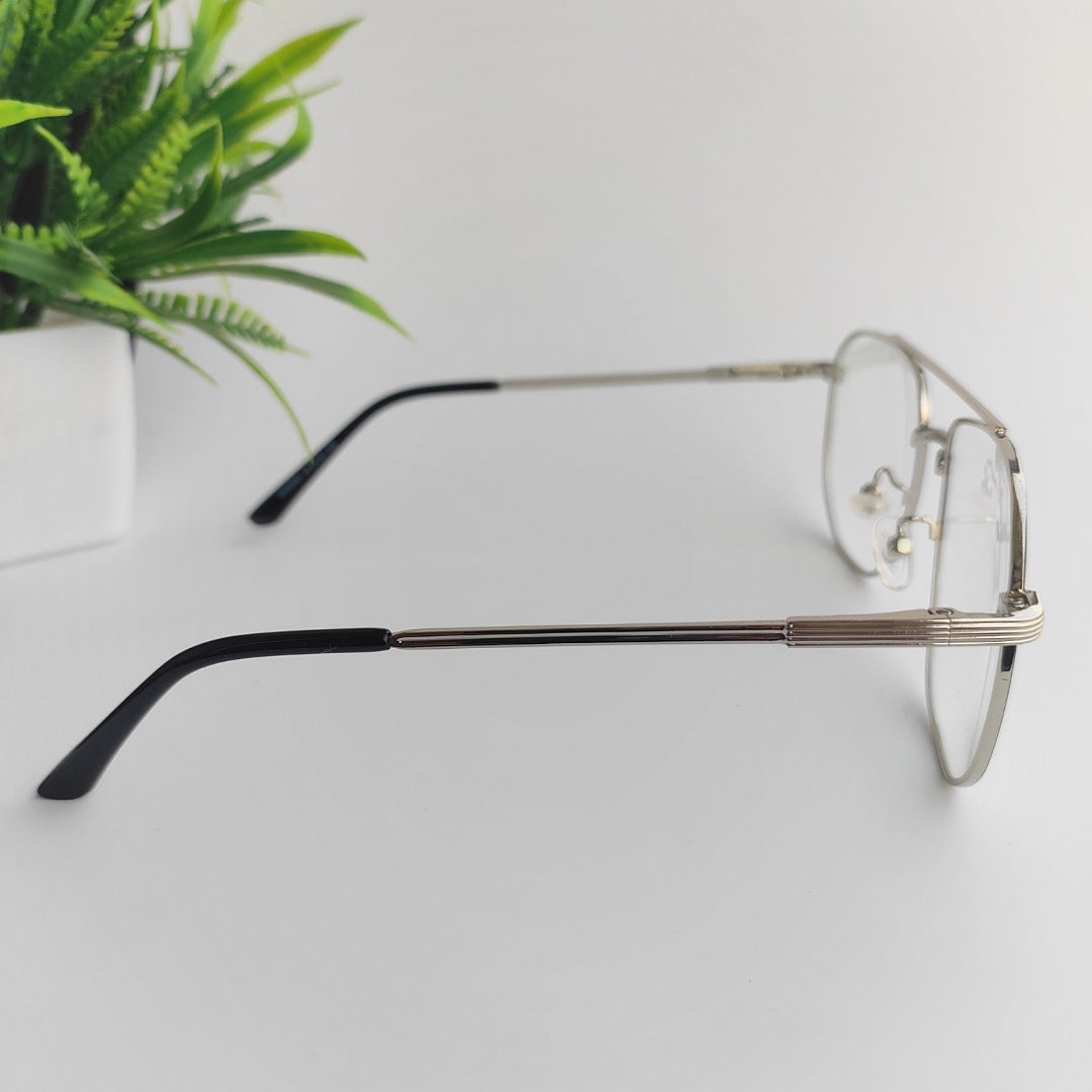 Metal full square shape frame silver & black