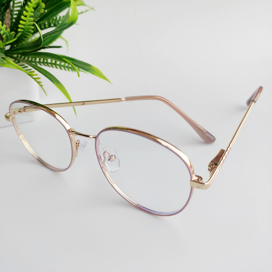 Round rose pink colour Full rim metal frame